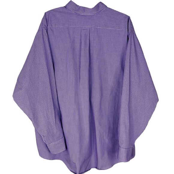 Van Heusen Button Down Shirt Regular Fit Purple White Check 2XL - Picture 2 of 8